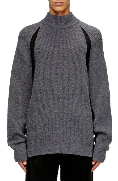 Diesel Alpaca-blend Jumper With Contrast Inserts In Gray