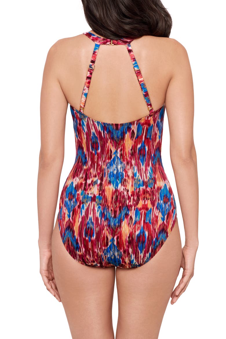 Ikat Dorado Wrapsody One-Piece Swimsuit, Alternate, color, RED MULTI