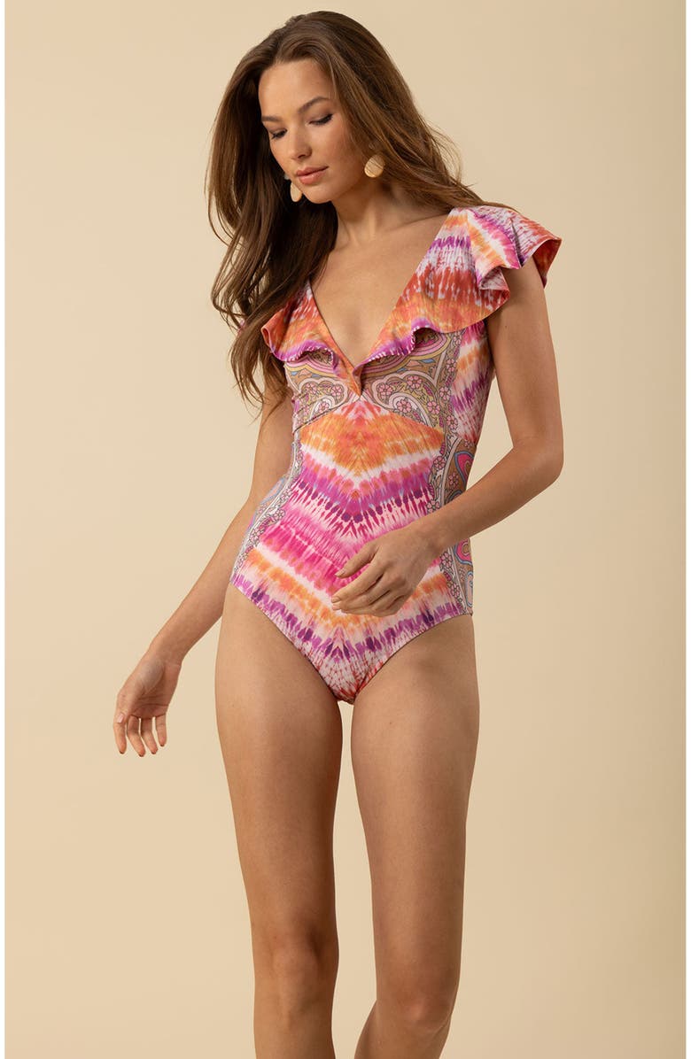 Hale Bob Nevaeh Ruffle Swimsuit, Alternate, color, 