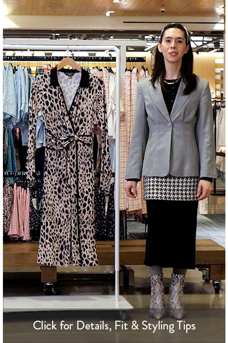 Animal Print Long Sleeve Faux Wrap Midi Dress video