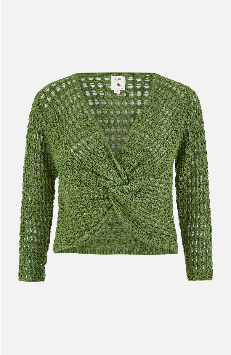 Yumi Crochet Cotton Twisted Bolero Top, Alternate, color, Green