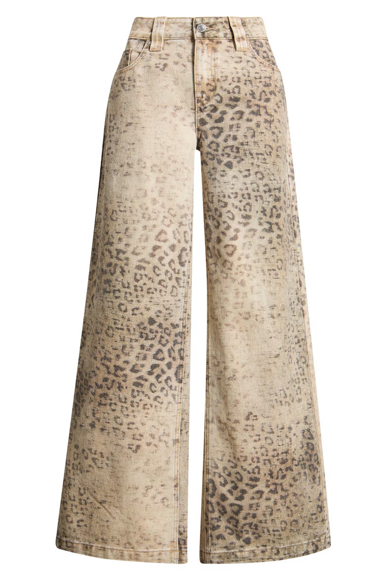 Leopard Print Wide Leg Jeans, Alternate, color, LEOPARD
