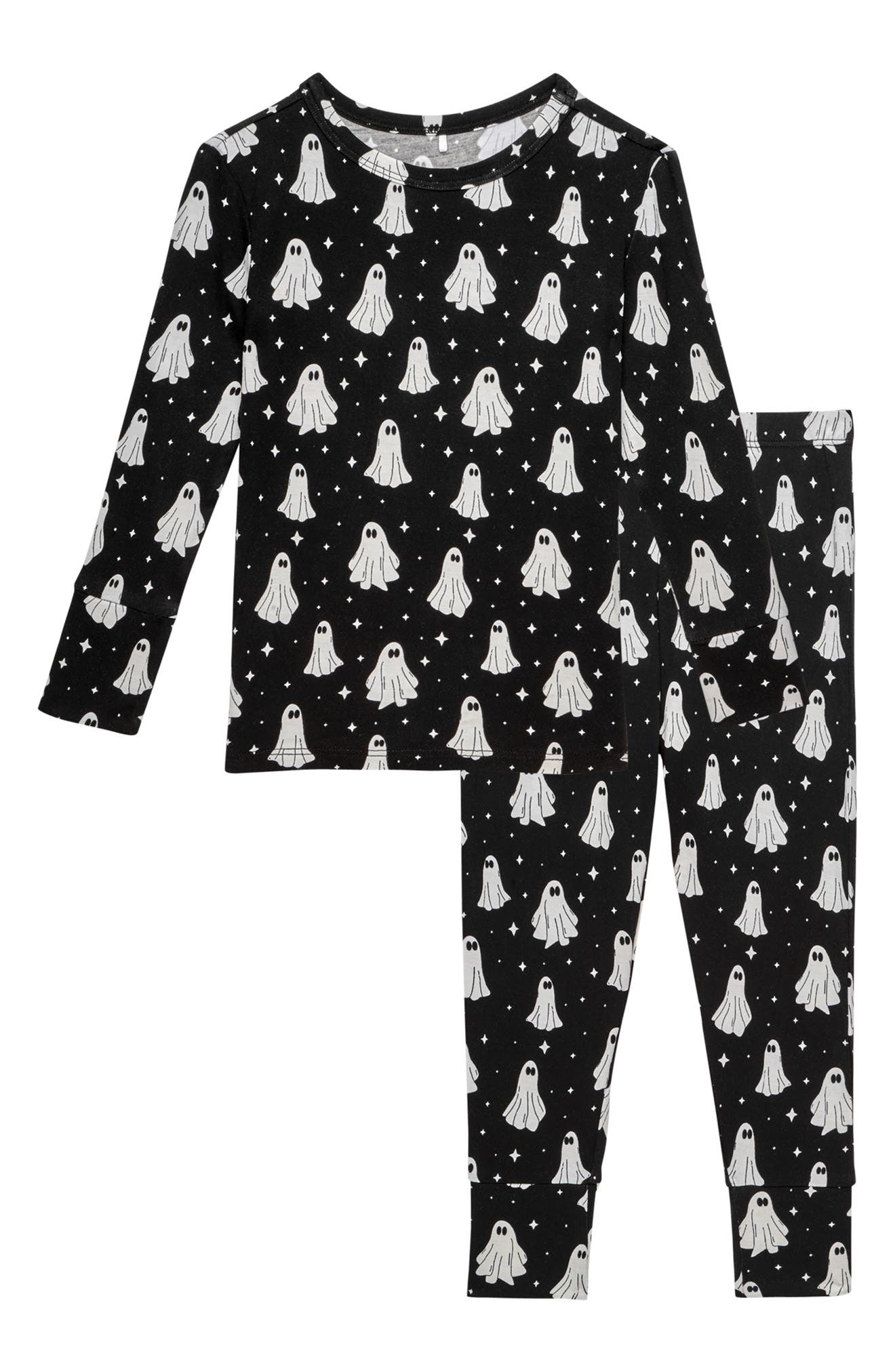Posh Peanut Kids' Ghostly Print Glow in the Dark Fitted Two-Piece Pajamas