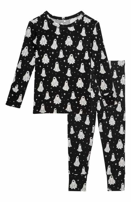 Posh Peanut Kids' Ghostly Print Glow in the Dark Fitted Two-Piece Pajamas