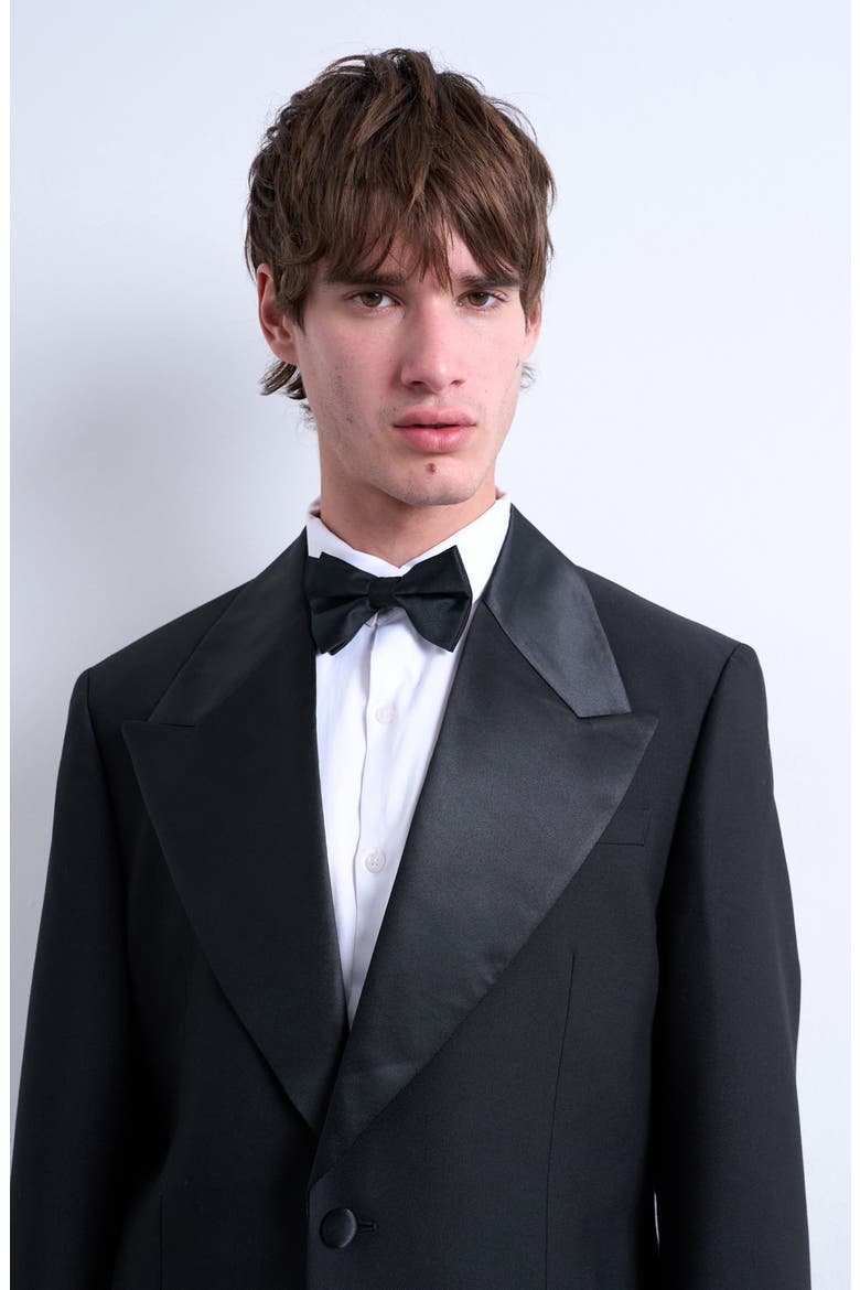 Wide Lapel Black Stretch Tuxedo Jacket, Alternate, color, BLACK