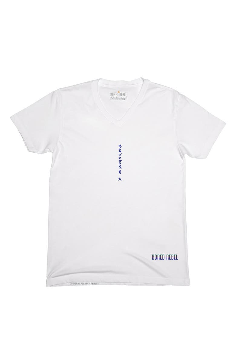 BORED REBEL That's a Hard No V-Neck Graphic Undershirt, Alternate, color, White