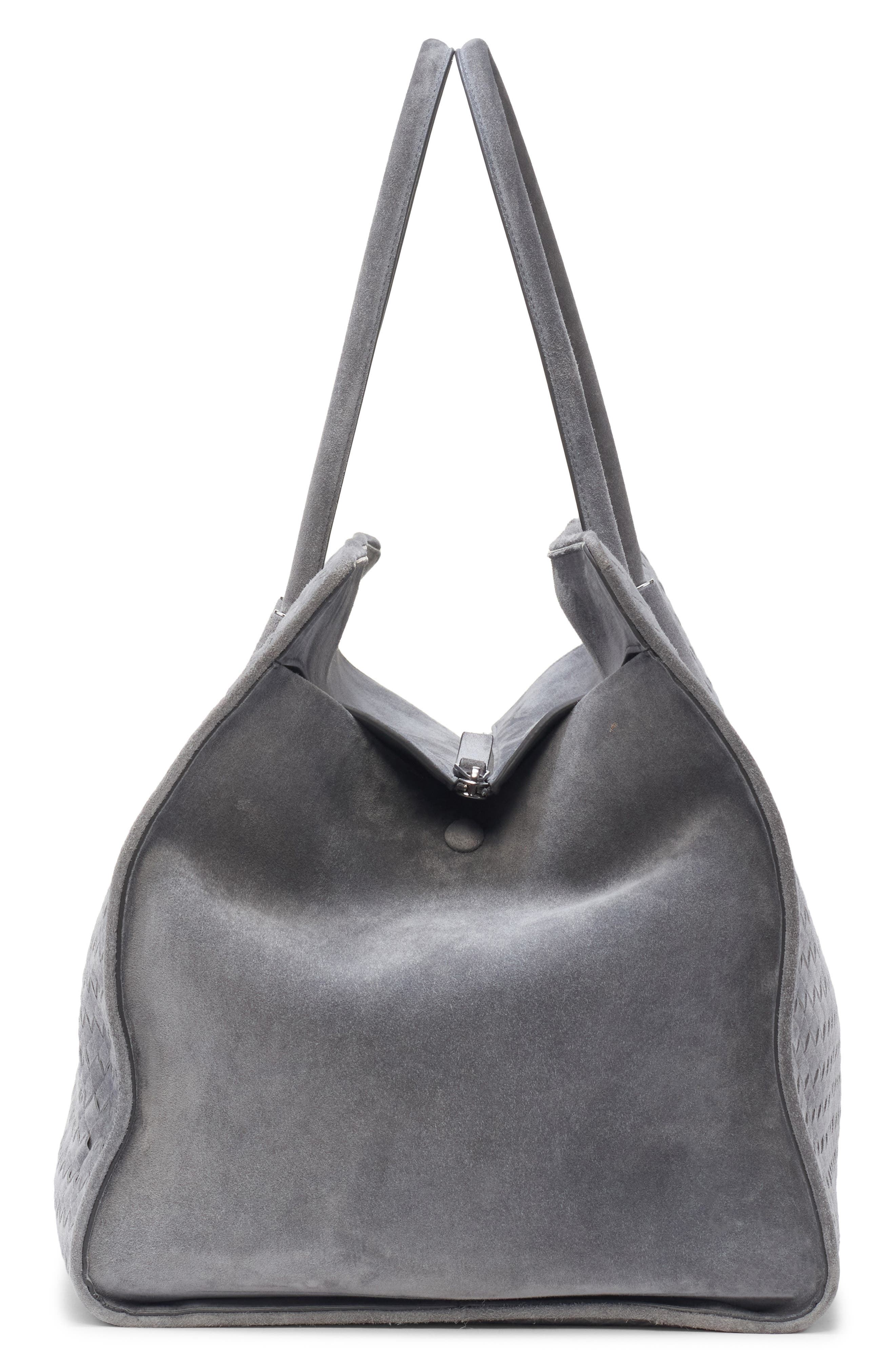 Large Barbara Intrecciato Leather Tote, Alternate, color, 1689 OBSIDIAN GREY-SILVER
