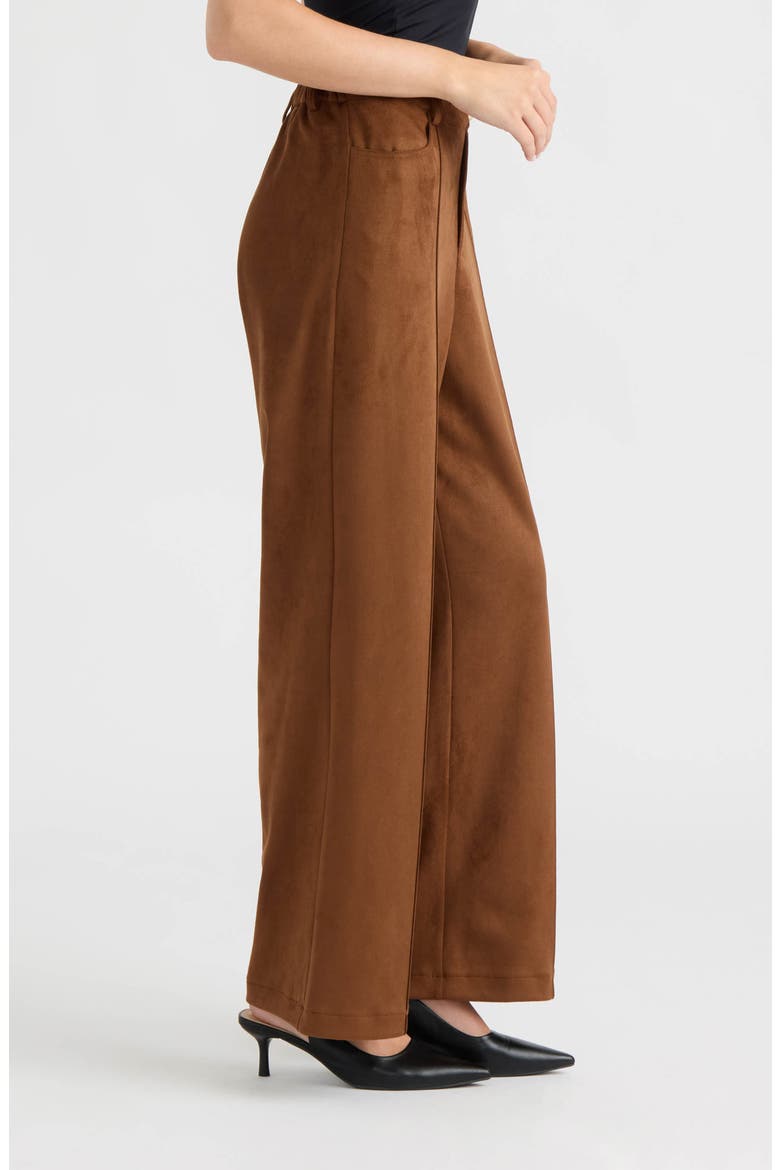 Faux Suede Wide Leg Pants, Alternate, color, DARK TAN