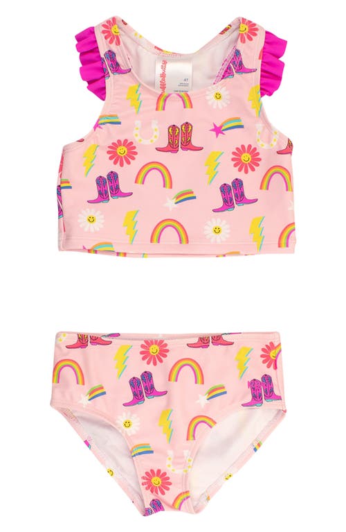 Rufflebutts Kids' Cowgirl Cutie Two-piece Racerback Swimsuit In Pink