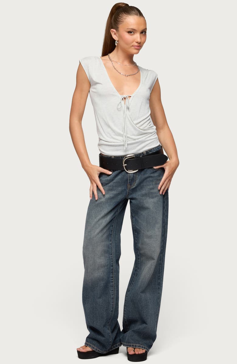 EDIKTED Tie Neck Wrap Top, Alternate, color, 