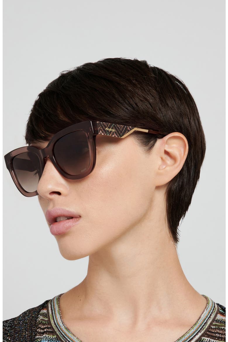 53mm Gradient Square Sunglasses, Alternate, color, BROWN/ BROWN SF