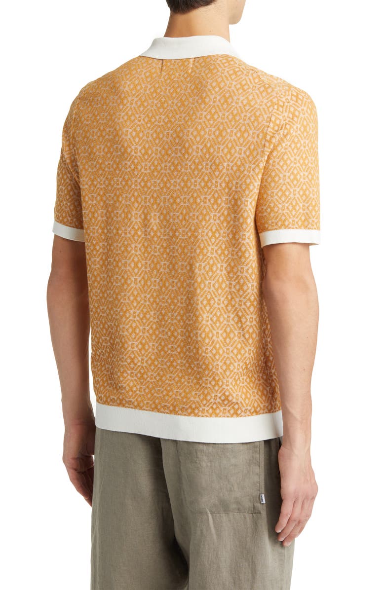 Wax London Tellaro Tile Print Short Sleeve Knit Cotton Button-Up Shirt, Alternate, color,