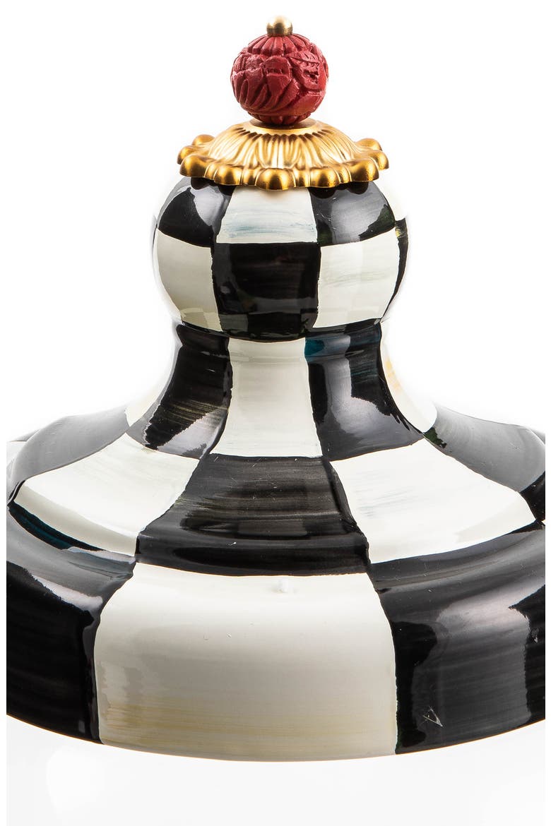 Courtly Check Enamel Beverage Hostess, Alternate, color, BLACK/ WHITE