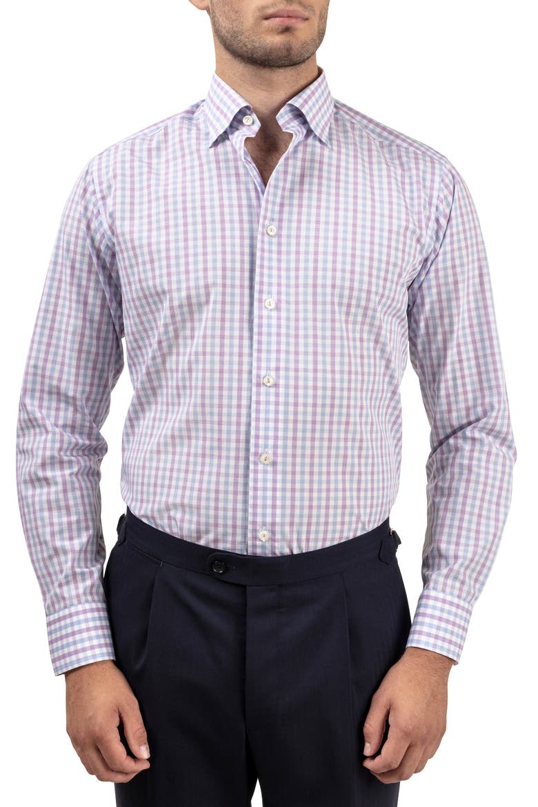 Slim Fit Check Dress Shirt, Main, color, BLUE/ PURPLE