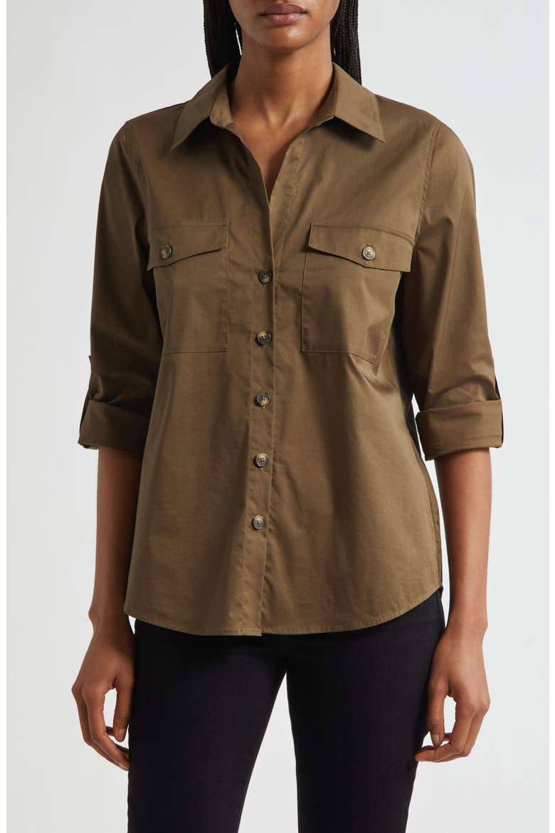 Pearson Woven Military Shirt, Main, color, PINE