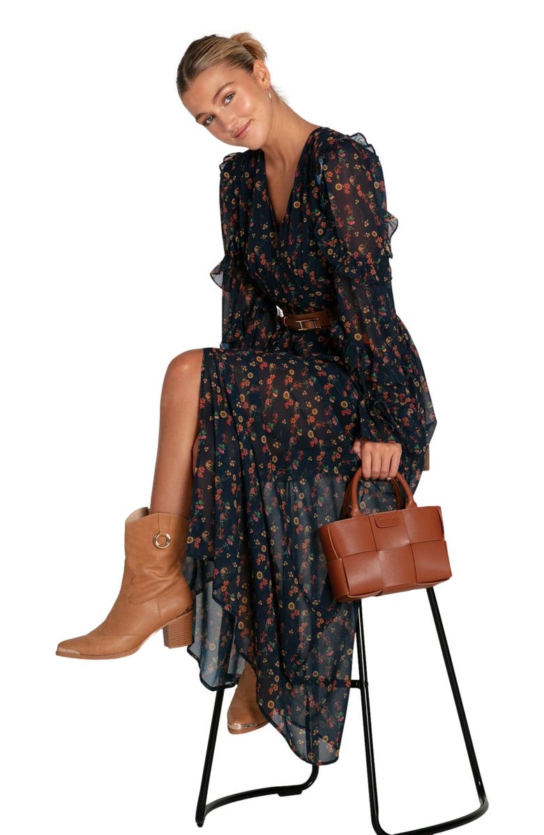 Belle & Bloom Come As You Are Floral Maxi Dress, Alternate, color, Navy