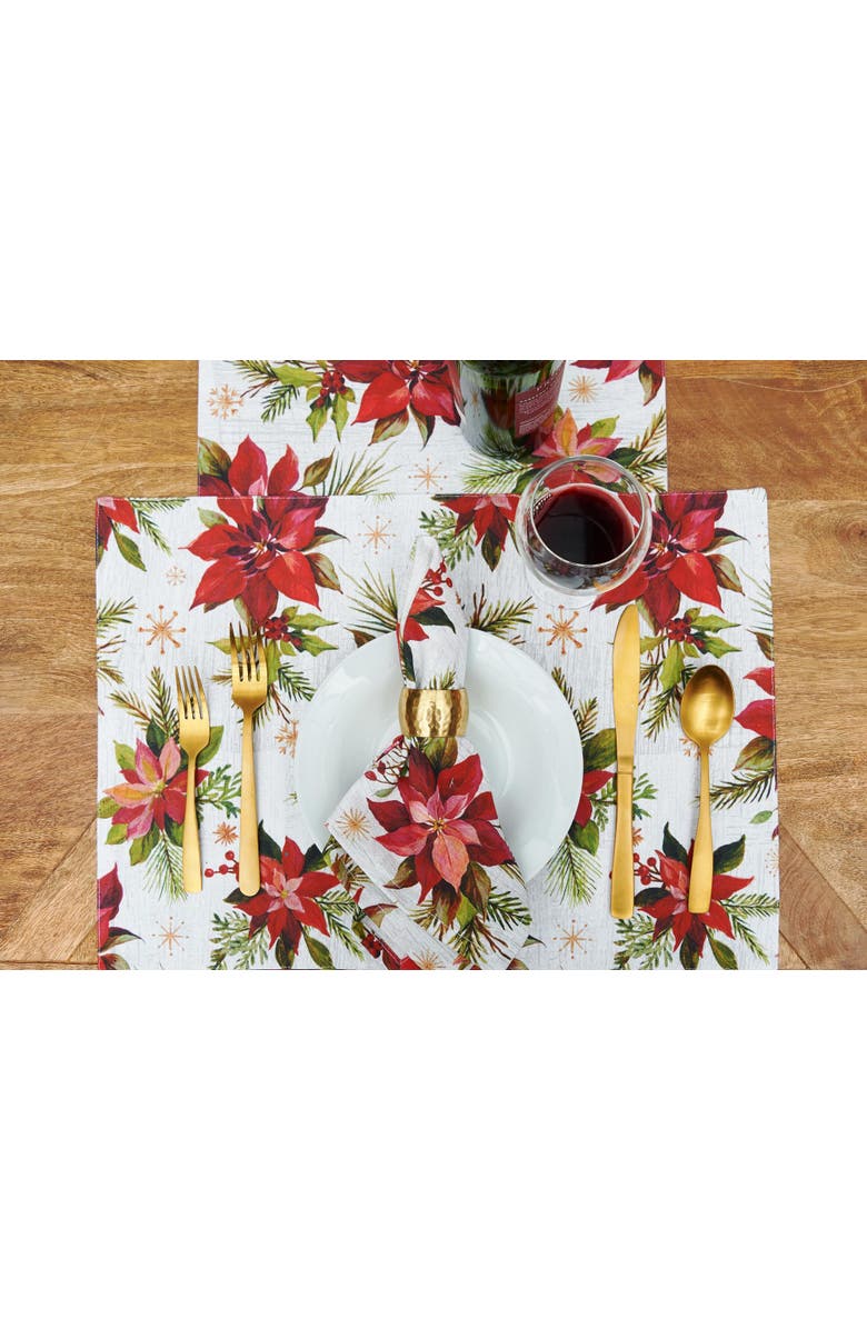 C&F Home Poinsettia Christmas Table Runner 14" x 72", Alternate, color, Yellow
