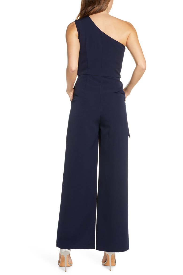 One-Shoulder Laguna Crepe Jumpsuit, Alternate, color, NAVY