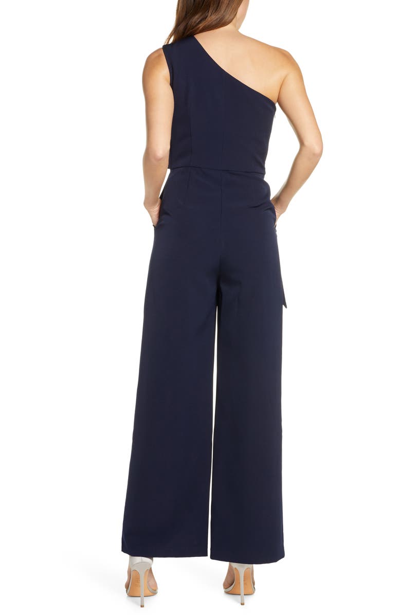 Eliza J One-Shoulder Laguna Crepe Jumpsuit, Alternate, color,