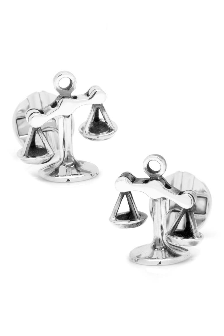 Ox and Bull Trading Co. 'Scales of Justice' Cuff Links, Main, color, SILVER
