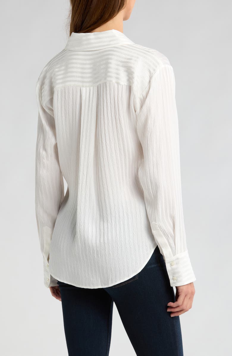 PAIGE Kelyn Textured Stripe Silk Button-Up Shirt, Alternate, color, White