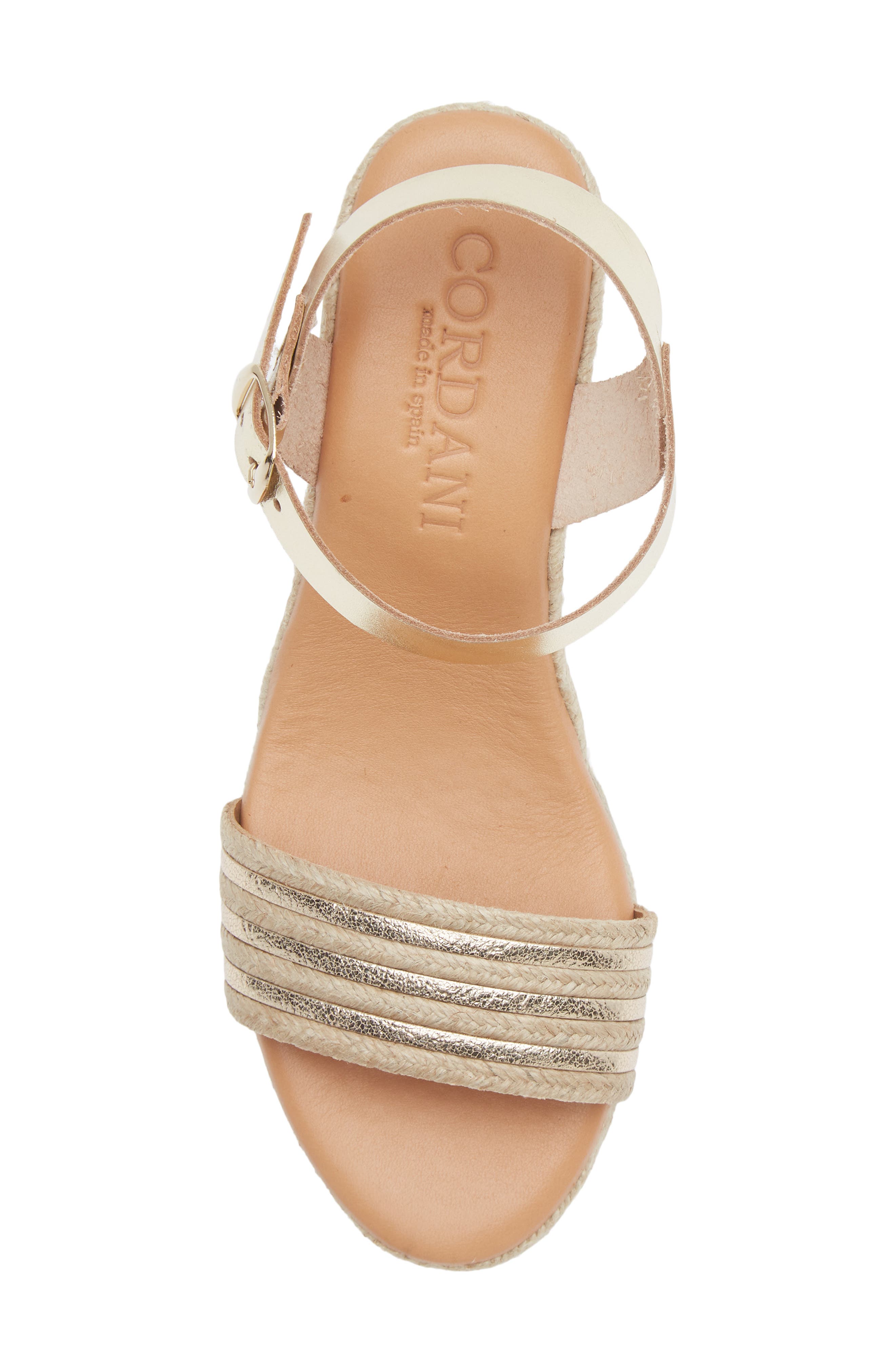 Cordani Eloise Ankle Strap Espadrille Platform Wedge Sandal, Alternate, color, Platino