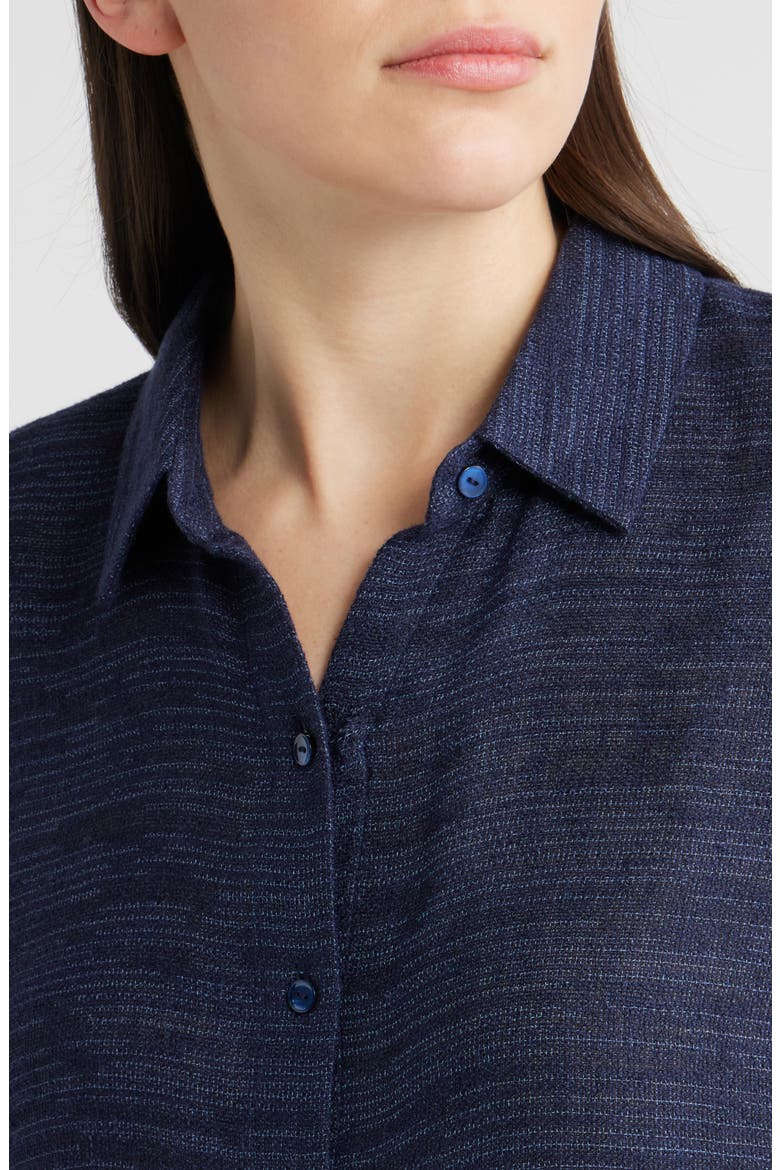 Short Sleeve Organic Linen Blend Button-Up Shirt, Alternate, color, INK