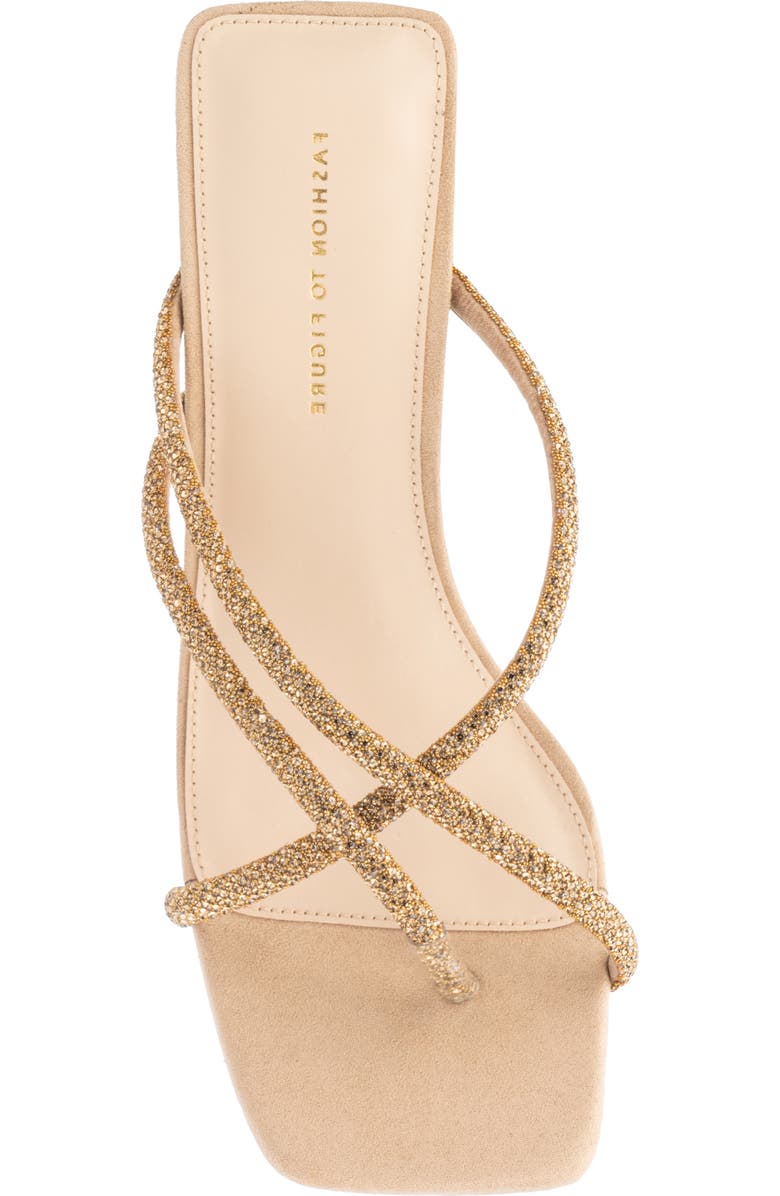 Fashion to Figure Nikita Pavé Crystal Slide Sandal - Wide Width, Alternate, color, Nude