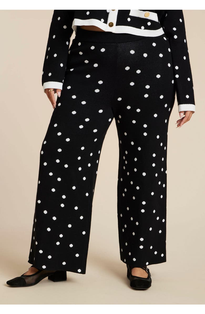 ELOQUII Polka Dot Intarsia Pant, Alternate, color, Twin Dots Black