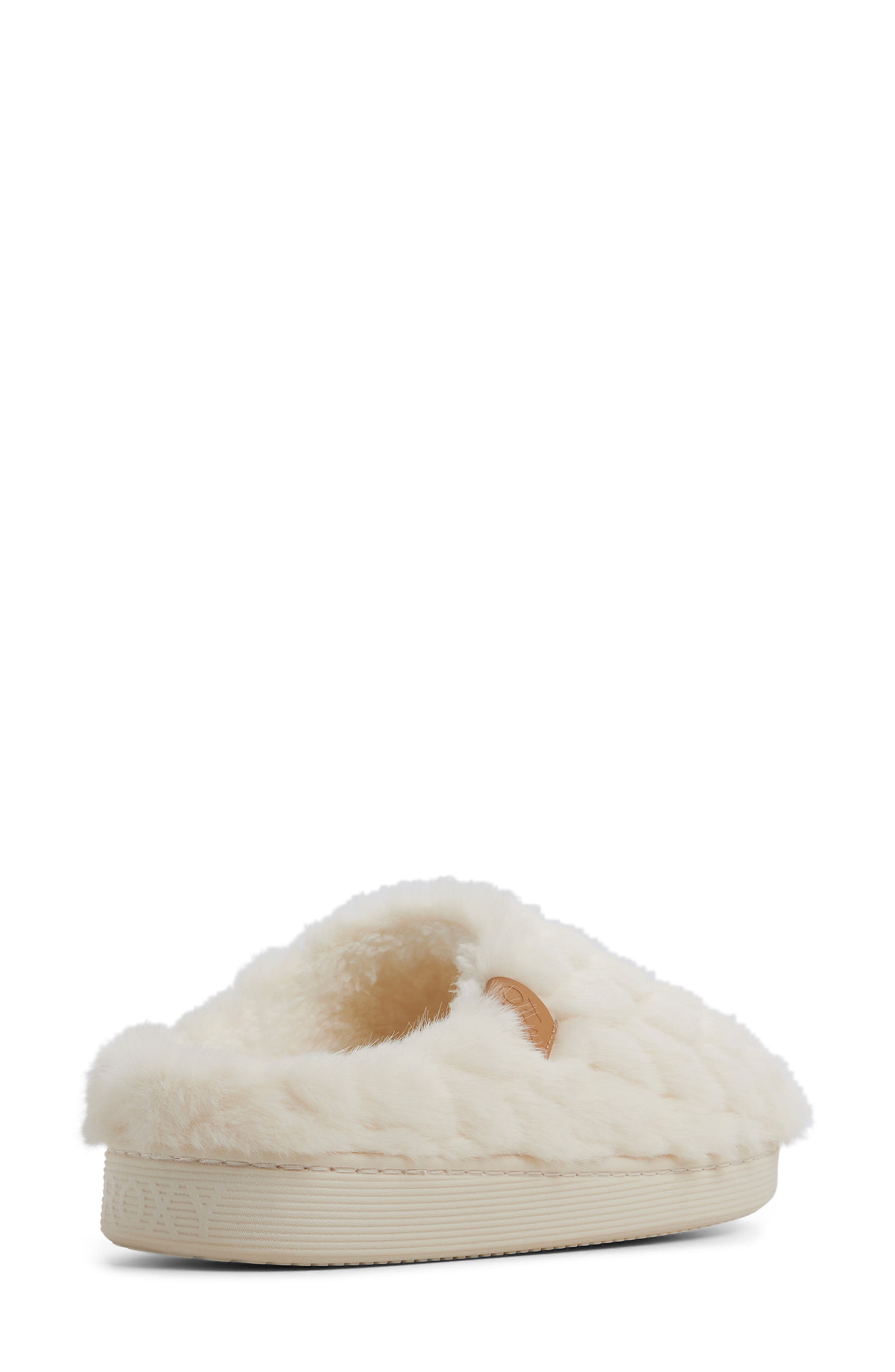 Roxy Bae Faux Fur Slipper, Alternate, color, Cream