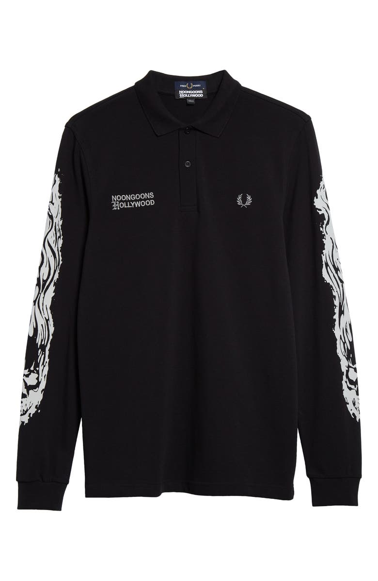Fred Perry x Noon Goons Flaming Skull Cotton Piqué Polo, Alternate, color, 