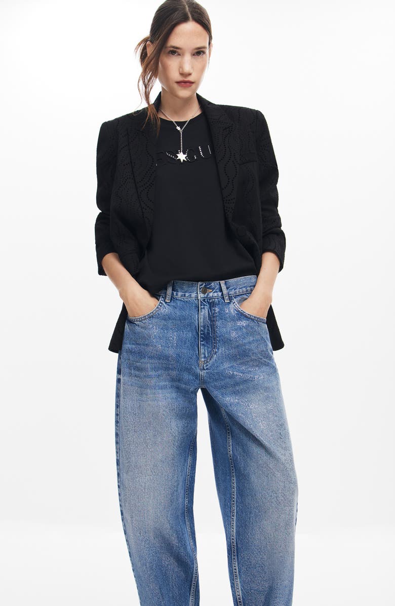 Desigual Ariel Coated Straight Leg Jeans, Alternate, color, Blue