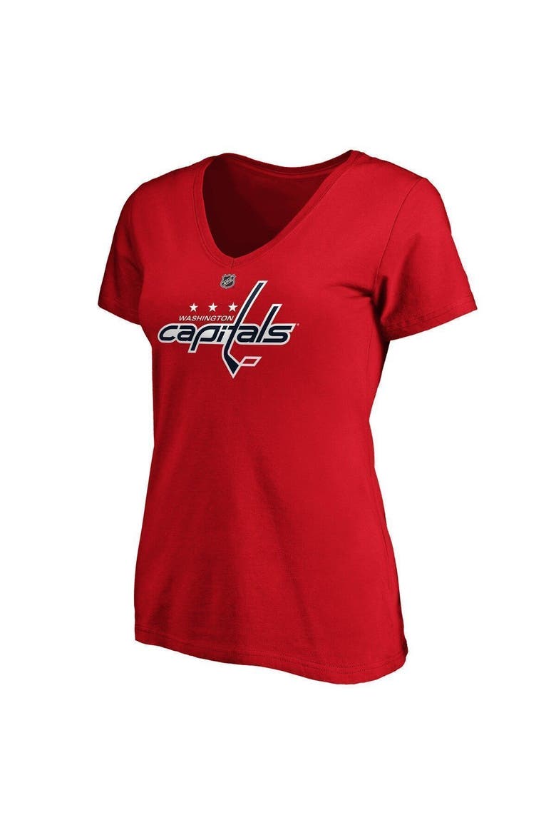 Women's Fanatics Branded Tom Wilson Red Washington Capitals Authentic Stack Name and Number V-Neck T-Shirt, Alternate, color, RED
