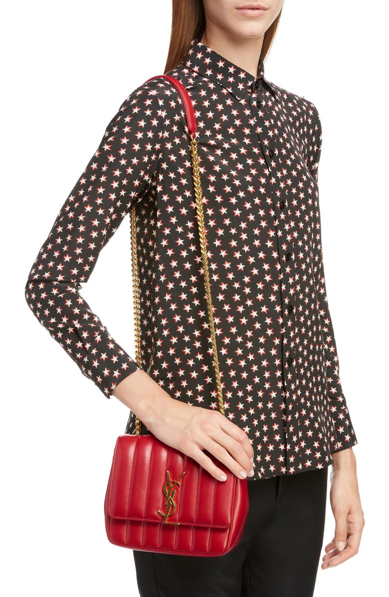 Saint Laurent Small Vicky Quilted Lambskin Leather Crossbody Bag, Alternate, color,