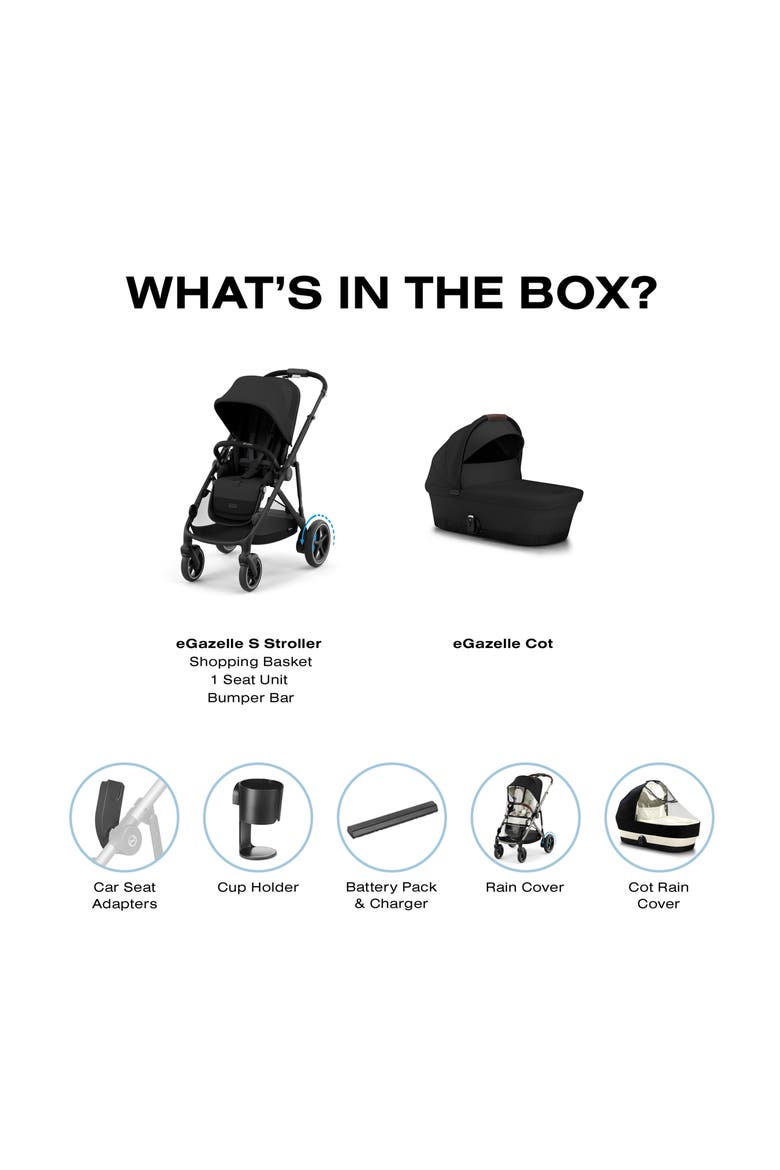 eGazelle S Strolle & eGazelle Cot Travel System, Alternate, color, MOON BLACK