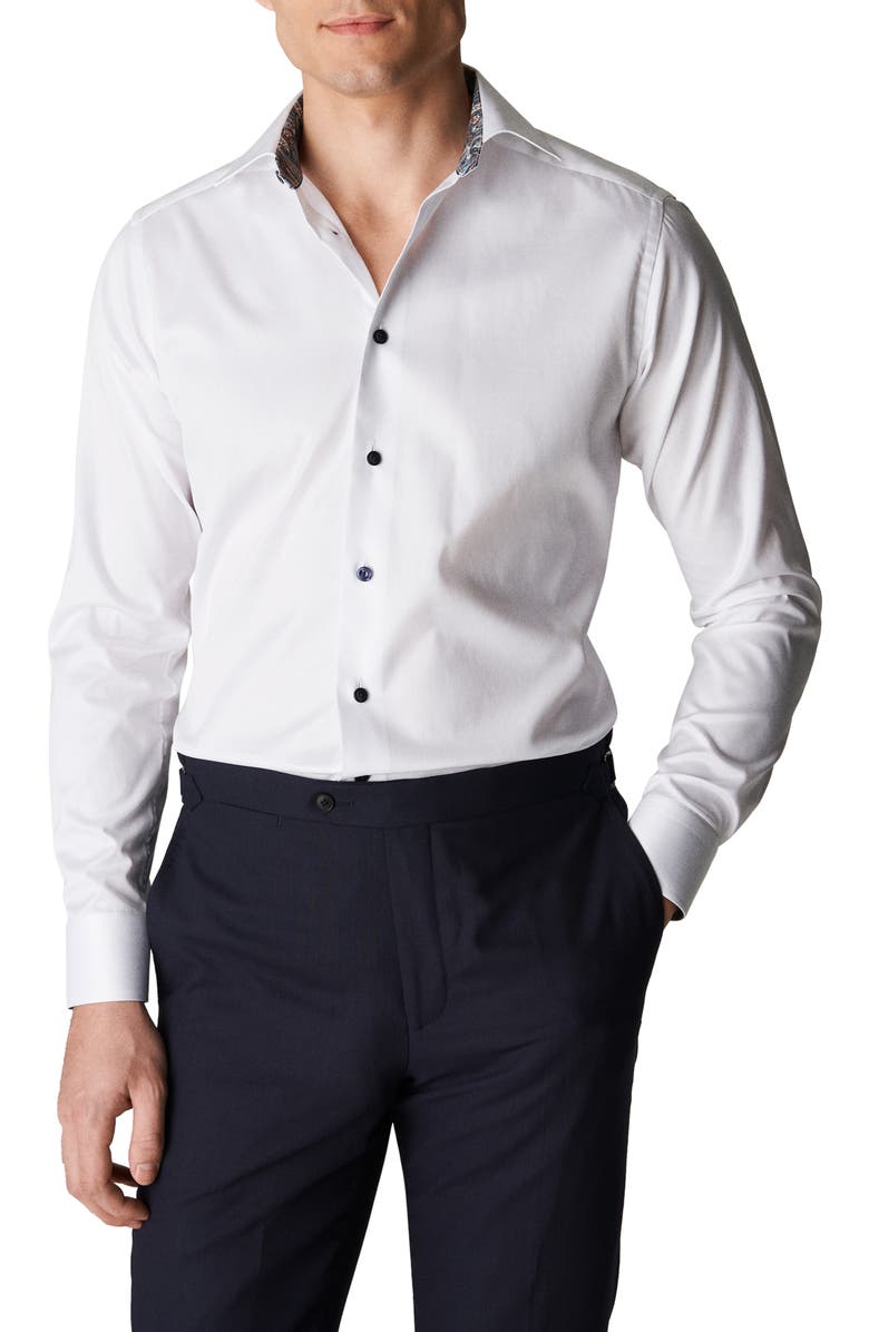 Eton Contemporary Fit Twill Dress Shirt, Main, color,