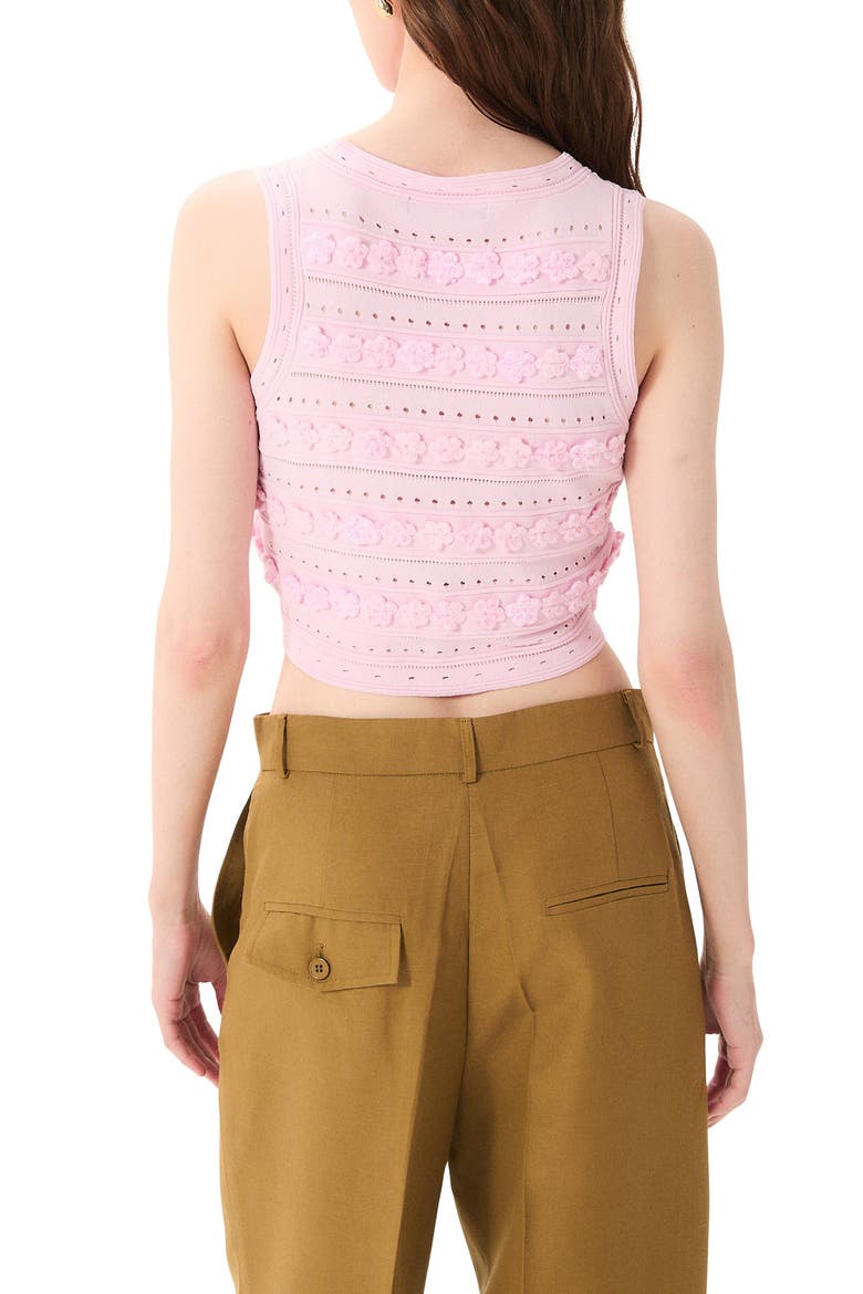 Malta Floral Appliqué Crop Pointelle Vest, Alternate, color, PINK