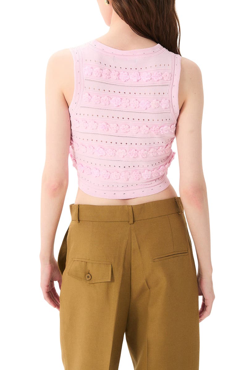 DELUC Malta Floral Appliqué Crop Pointelle Vest, Alternate, color, 