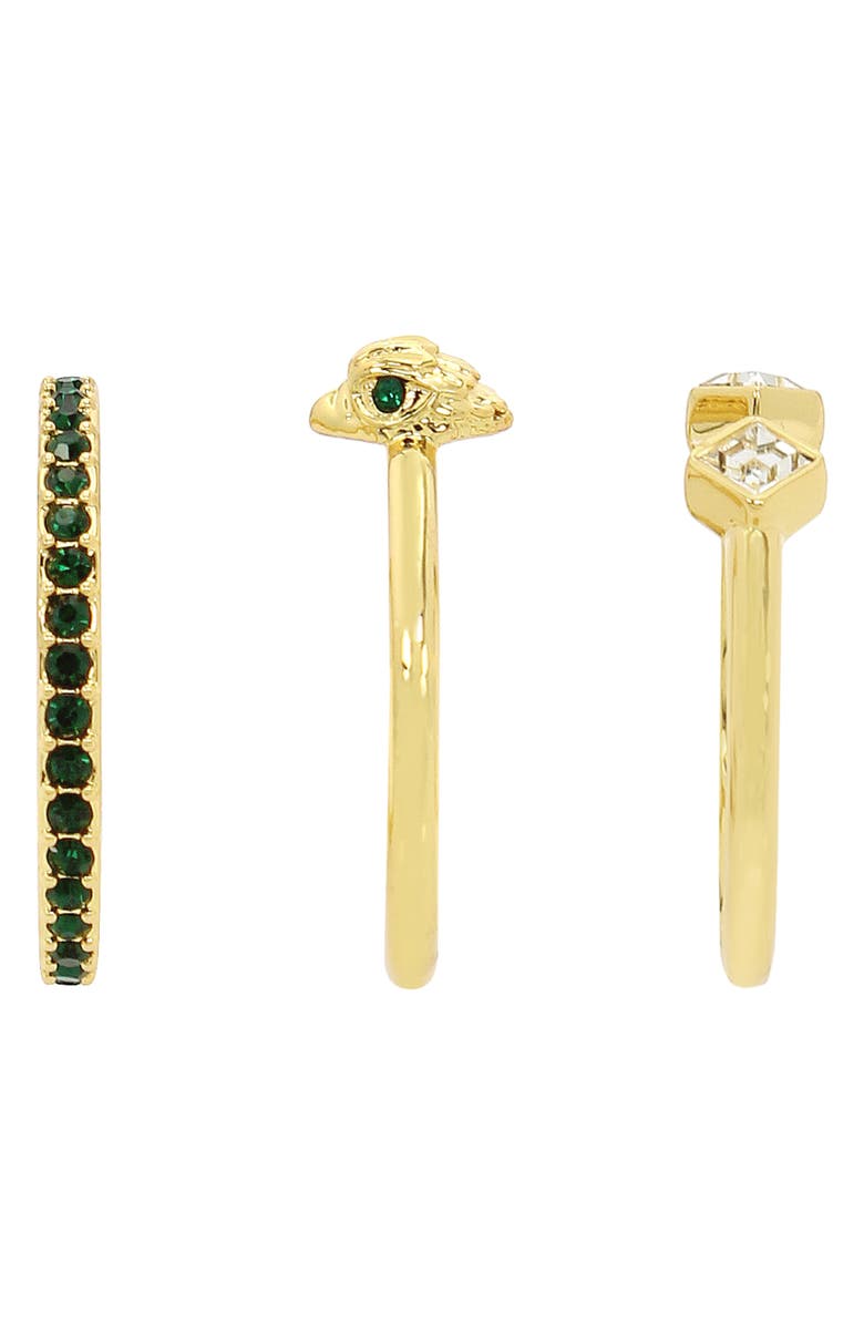 Kurt Geiger London Set of 3 Crystal Eagle Stackable Rings, Alternate, color, 