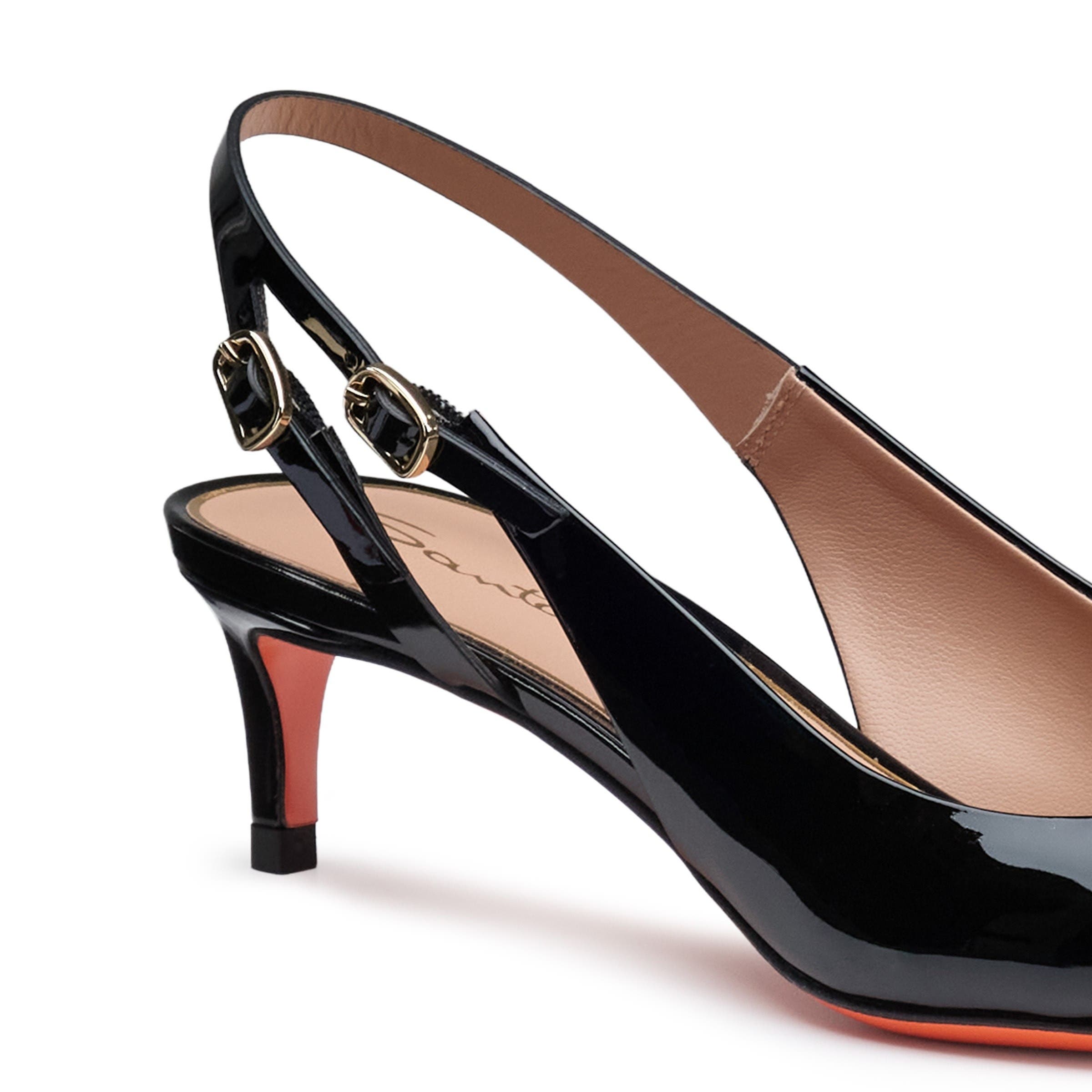 Santoni Women's patent leather mid-heel slingback, Alternate, color, Black