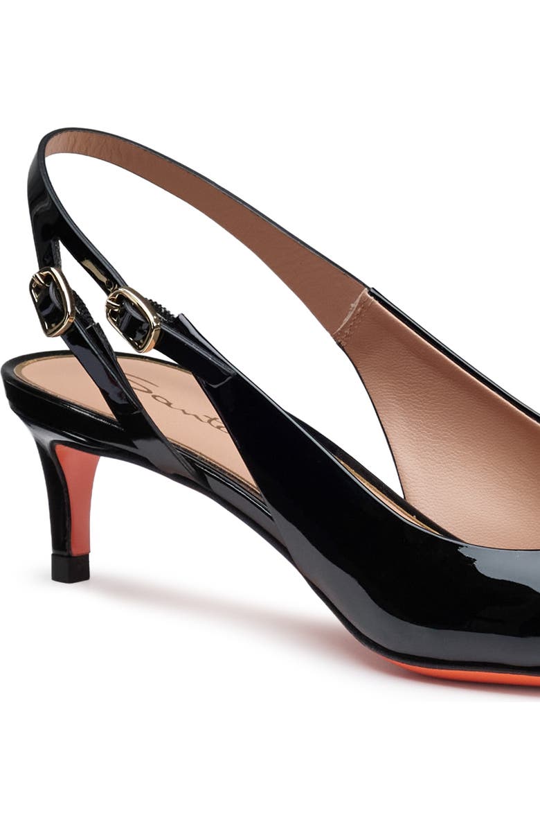 Santoni Women's patent leather mid-heel slingback, Alternate, color, Black