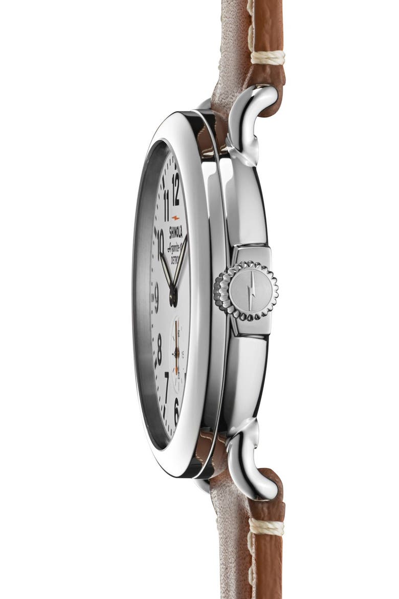 The Runwell Leather Strap Watch, 41mm, Alternate, color, BROWN/ WHITE
