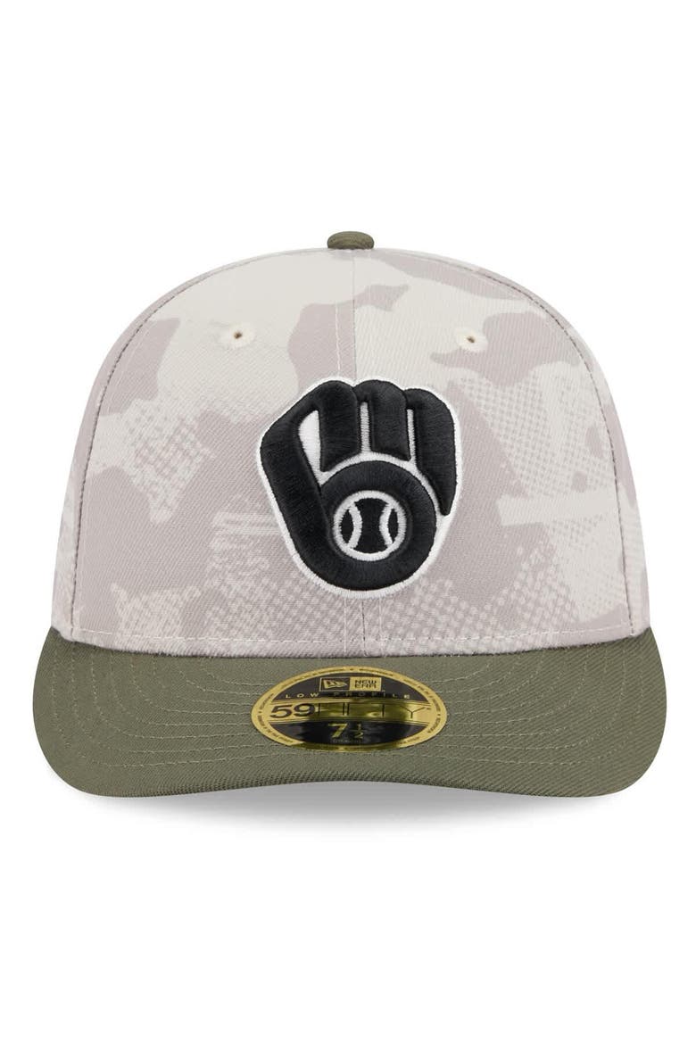 Men's New Era Light Beige/Olive Milwaukee Brewers 2025 Armed Forces Day Low Profile 59FIFTY Fitted Hat, Alternate, color, Light Beige