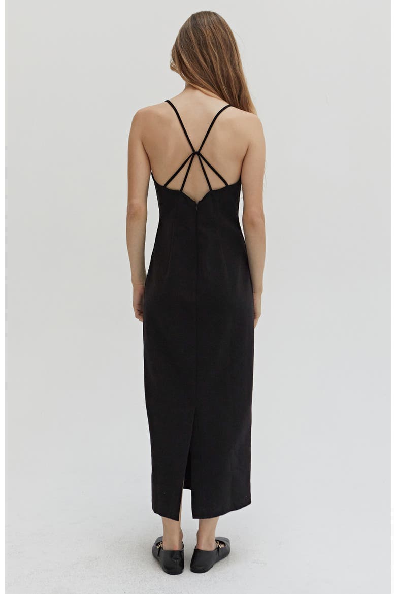 Crisscross Back Midi Dress, Alternate, color, Black