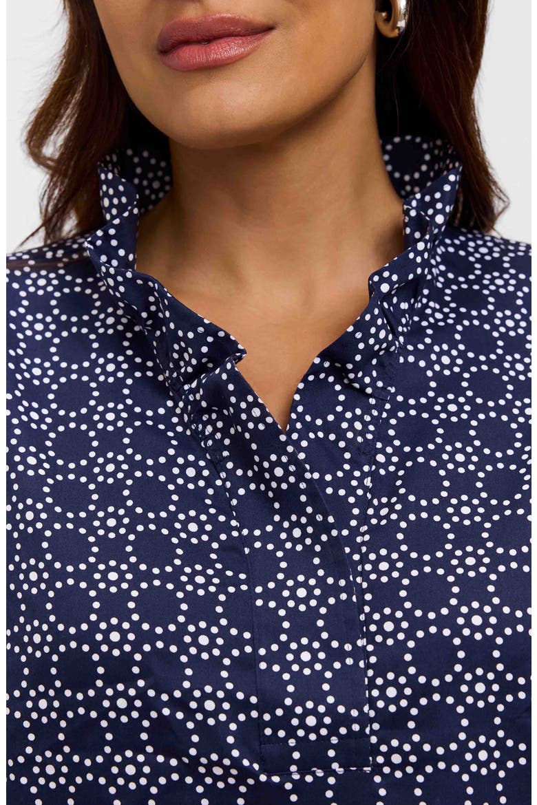 Tammy Cotton Ruffle Collar Top, Alternate, color, NAVY BLUE/ WHITE