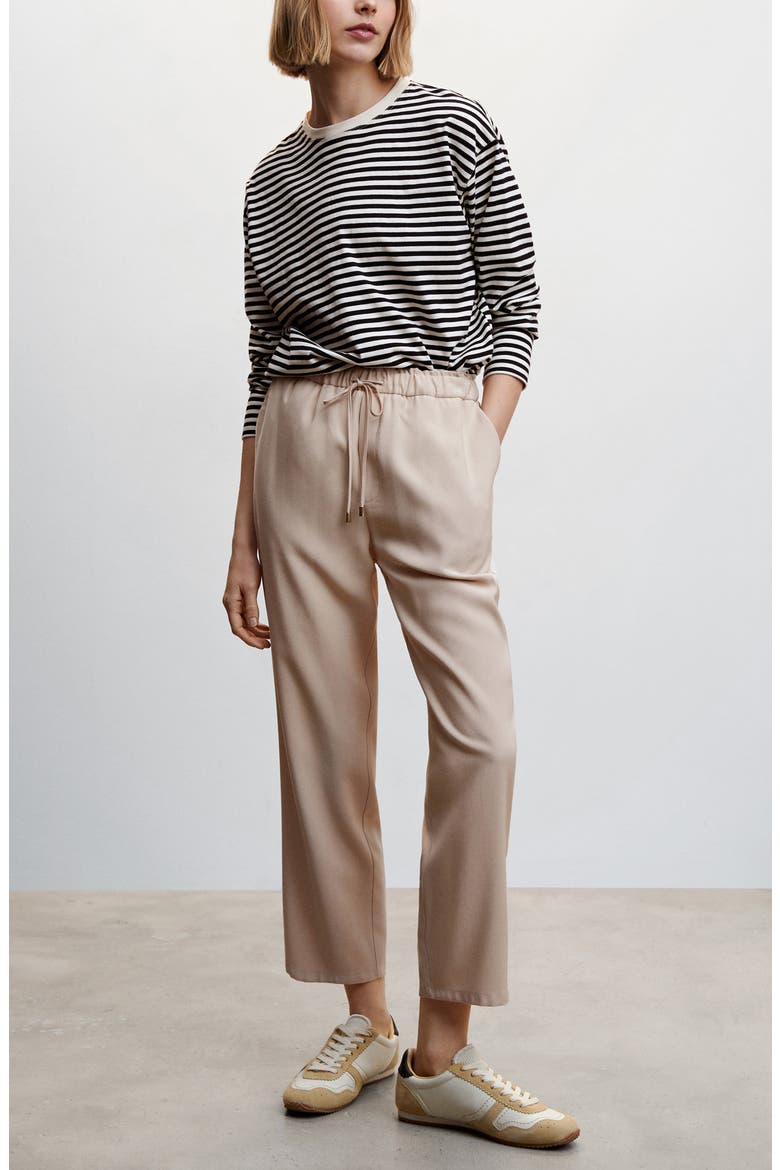 Drawstring Waist Flowy Pants, Alternate, color, LIGHT BEIGE