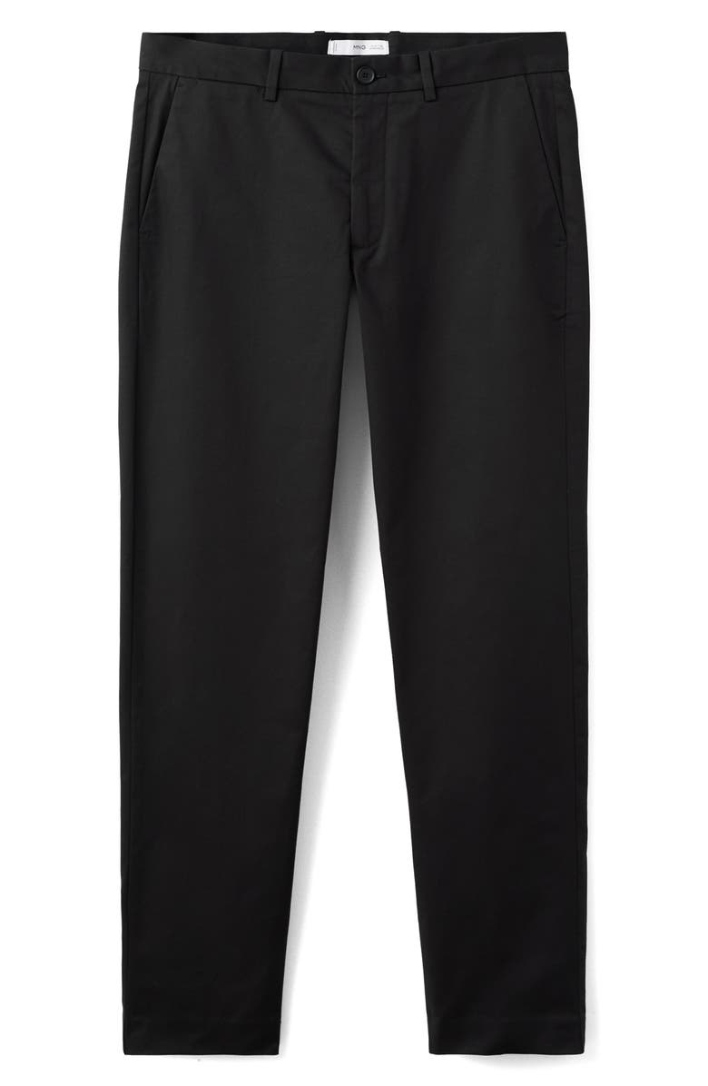MANGO Dublino Slim Fit Flat Front Stretch Stretch Chinos, Alternate, color, Black