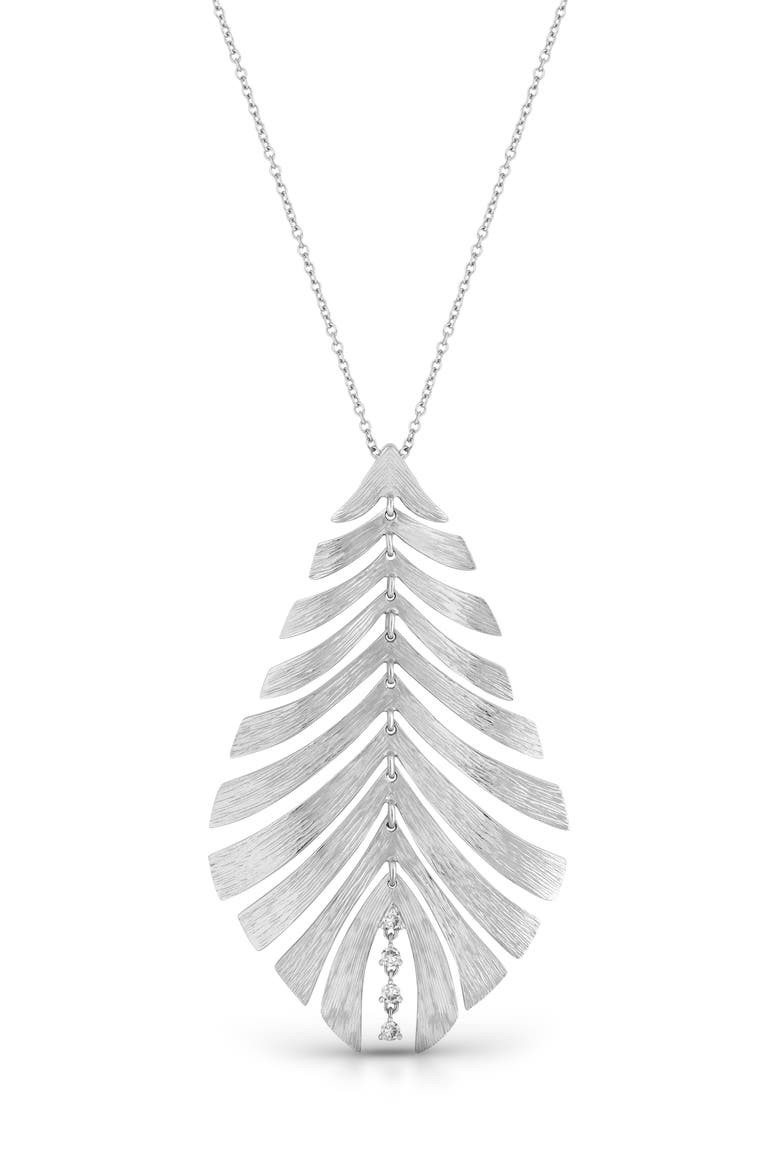 Bahia Leaf Pendant Necklace, Main, color, WHITE GOLD