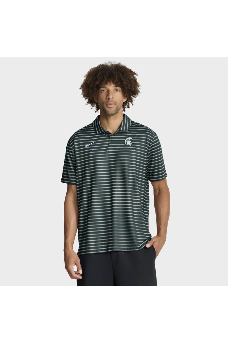 Men's Nike Green Michigan State Spartans 2025 Coaches Premium Tour Stripe Dri-FIT Polo, Main, color, Green