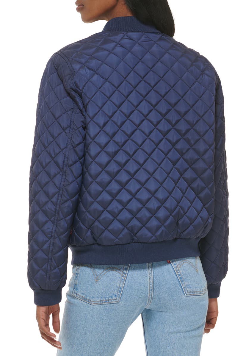 Levi's Diamond Quilted Faux Shearling Lined Bomber Jacket, Alternate, color, Navy
